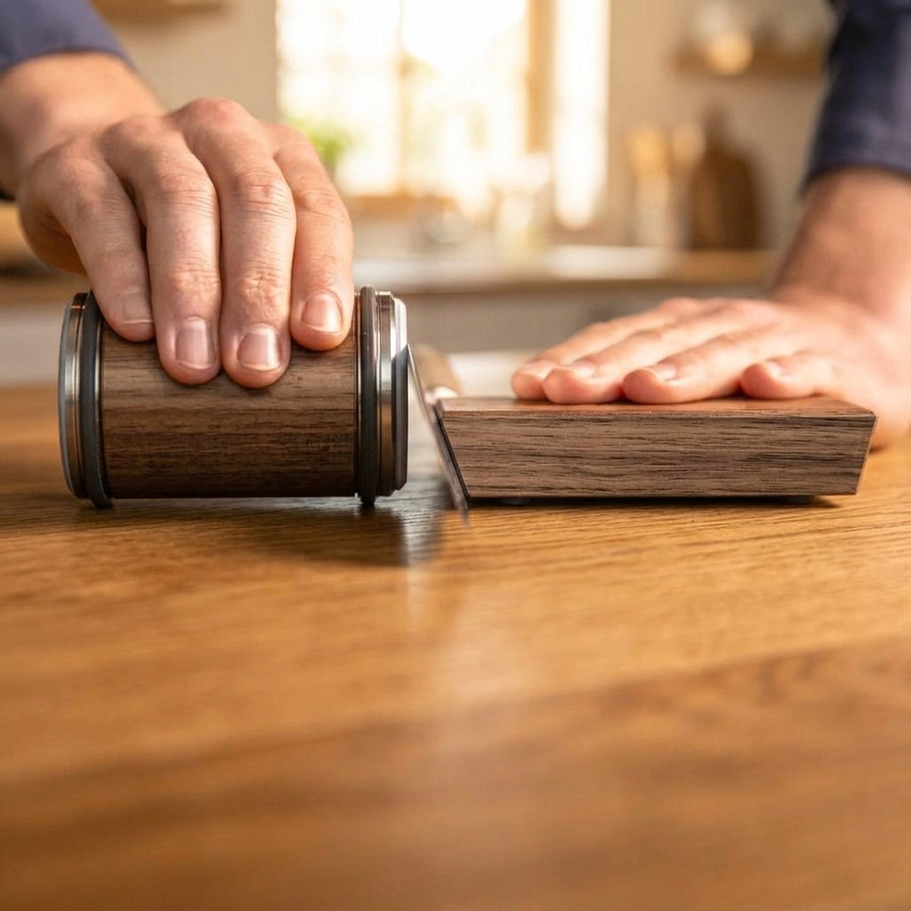 Affûtage d’un couteau avec un aiguiseur à rouleau Bild